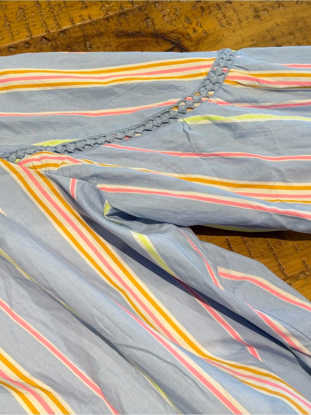 crown & ivy Pastel Blue Multicolor Striped V-Neck Dress - Picture 7 of 9